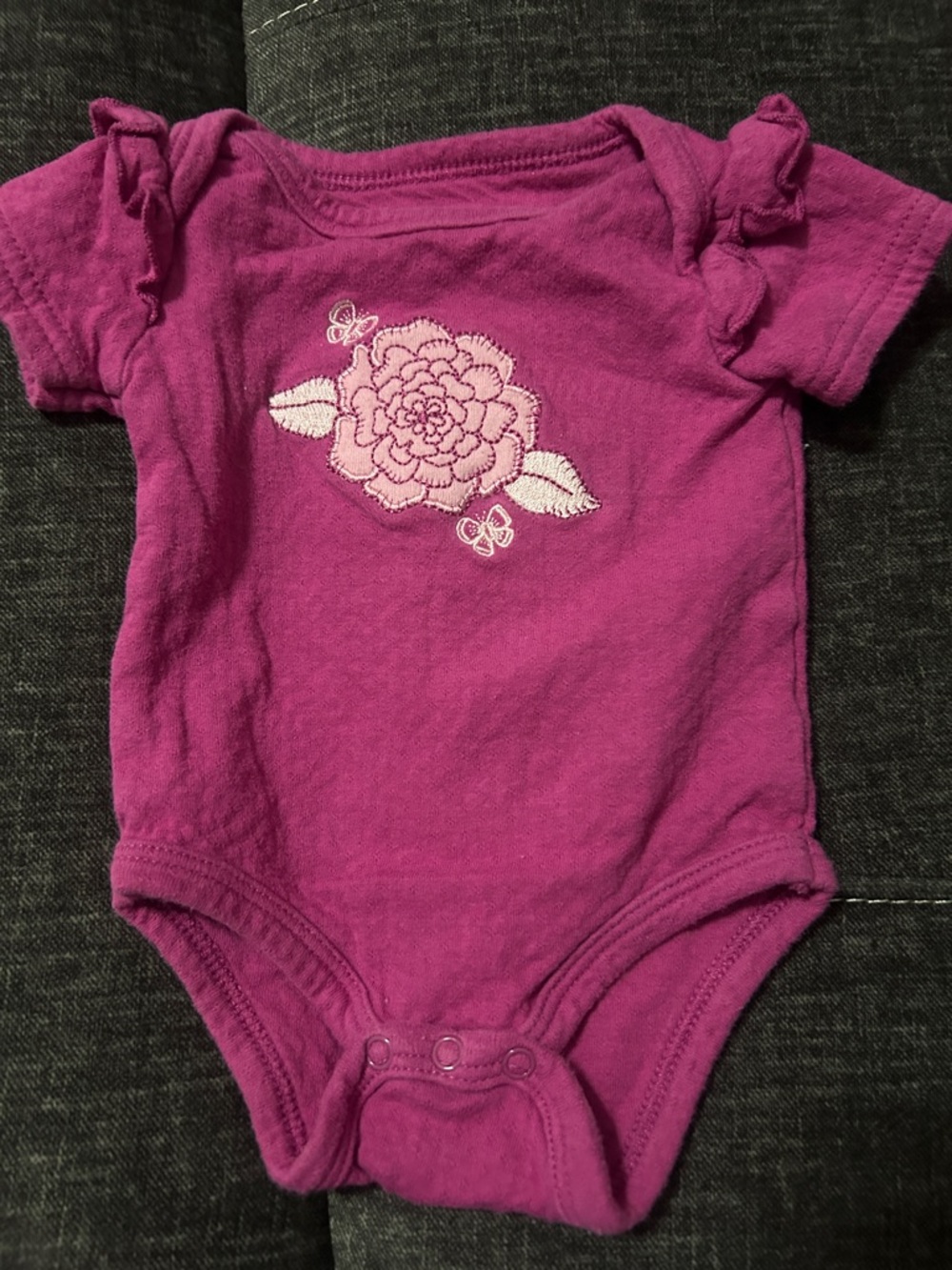 Girls' Magenta Floral One-Piece